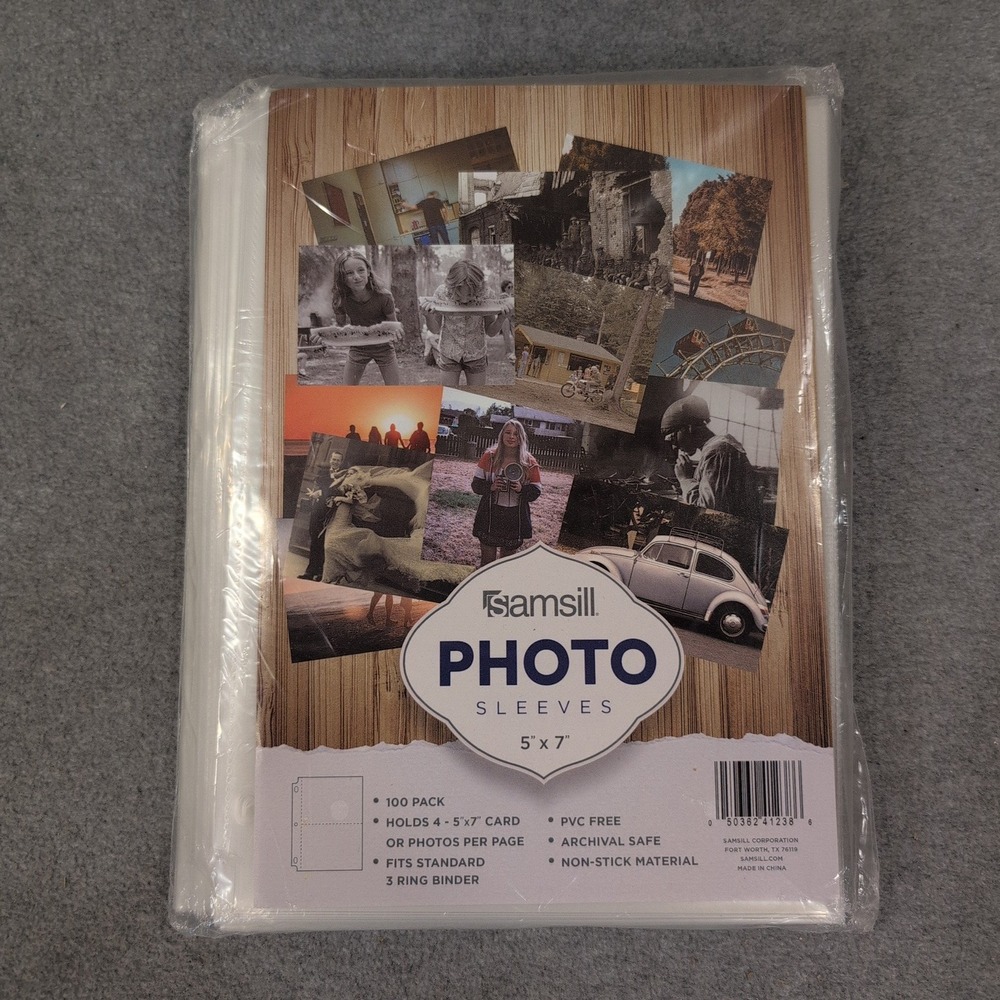 Samsill 5x7 Photo Sleeves 100 Pack‎ Clear 3 Ring Binder Page Protectors 41238